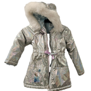 Disney Frozen Elsa Hooded Coat Size 5/6 silver